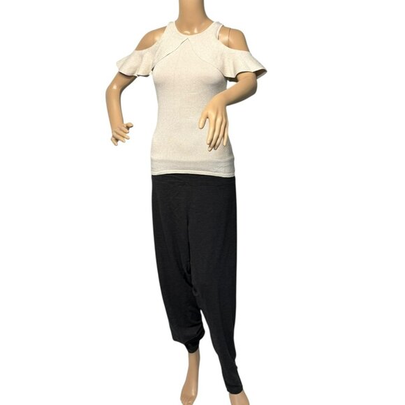 Lilly Pulitzer Ivory Rayon Blend Cold Shoulder Tank Top/Cami Sweater Size: XXS - Picture 4 of 10